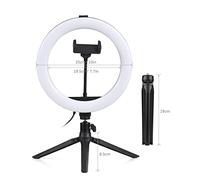Qukaim 10 Inch LED Ring Light, Video Conference Lighting, 3 Lighting Modes, 11 Levels Adjustable Brightn, USB Powered, Desktop Tripod, Flexible Phone Holder, Ballhead Adapter