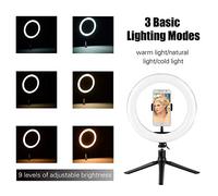 Qukaim 10 Inch RGB Ring Light, Colorful LED Photography Lamp, 29 Lighting Modes, Dimmable, USB Powered, Phone Holder, Mini Desktop Tripod, Remote Shutter for Live Streaming