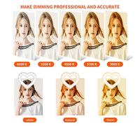 Qukaim 10 Inch RGB Video Light, Heart-Shaped LED Fill Light, Dimmable USB Powered, Phone Holder, Desktop Stretch Light Stand for Live Streaming, Makeup, Vlog