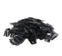 Qukaim 10 Teeth Wig Clip Motorcycle Helmet Dreadlocks Punk Style Wig Clip, 100 Pcs 10 Teeth Metal Snap Clips for Hair Extensions, Black, Blue, Gray, DIY Hairpiece Decoration, Stainless Steel