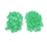 Qukaim 100 Pcs Animal Blank Ear Tags, TPU Ear Tags for Goat, Sheep, Pig, Cattle, No Letters, Yellow and Green, Farm Livestock Supplies, and Flexible