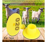 Qukaim 100 Pcs/Set Livestock Ear Number Tags, Sheep Goat Hog Pig Cattle Beef Cow Ear Tags with Lettering for Farm Animals, Plastic, Easy to Use