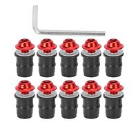Qukaim 10PCS Motorcycle M5x16mm Windshield Screw Bolts Kit, Universal with Wrench, Red, Includes Windshield Screws, Nuts, Fairing Screen Bolts, Autocycle Accories