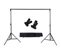 Qukaim 2 * Adjustable Background Support Stand Kit, 6.6 * 9.8ft Photo Backdrop Crossbar with 2 Clamps, Photography Accories, Portable Aluminum Design, Includes Carrying Bag