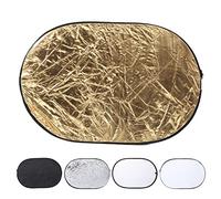 Qukaim 2 in 1 Light Round Photography Reflector, 30 cm Gold Silver Reflector, 60 x 90 cm 5 in 1 Reflector with Portable Bag for Outdoor Studio Photography