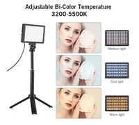 Qukaim 2 Pack 15W LED Video Light Set, Bi-Color Temperature Adjustable Brightn, CRI95, USB Power Supply, Extendable Tripod, Color Filters for Vlog, Video Conference, Makeup, Product Photography