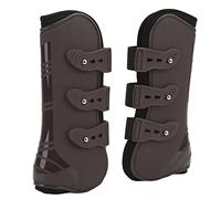Qukaim 2 Pcs Horse Tendon Boots Set, Soft Cushioning PU Shell Tendon Guard Boots for Front Legs L, Horse Leg Protective Boots for Riding Jumping, Brown, XL