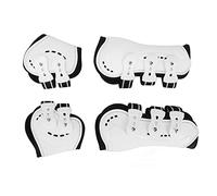 Qukaim 2Pcs Horse Tendon Boots, Open Front Adjustable Breathable Boots for Training and Jumping, Yellow, Size L, Shock Absorbing Leg Protection, Set of 4, White