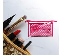 Qukaim 2pcs Set Reusable Transparent Plastic Storage Makeup Cosmetic Bag for Girls Women, Clear Makeup Bag, Travel Cosmetic Organizer, 6# Design