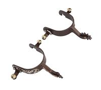 Qukaim 2Pcs Western Cowboy Spurs, Vintage Bronze Low Carbon Steel Horse Spurs with Turnable Gear, Western Spurs, 9.5 x 5.5 cm, Ideal for Horse Riding and Training