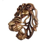 Qukaim 3D Resin Gold Lion Head Home Wall Sculpture Lion Head Art Wall Decor Resin Sculpture for Living Room, 3D Gold Home Wall Mounted Art, 15.7 Inches