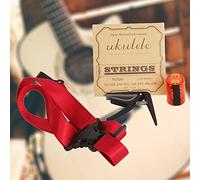 Qukaim 4 In 1 Capo Shoulder Strap Sand Shaker Strings Set for Ukulele, Includes Ukulele Capo, Strap, Strings, and Accory Tools, Ideal for Beginners and Musicians