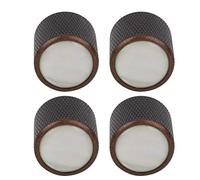 Qukaim 4 Pcs Electric Bass Knob Dome Metal High End Shell Inlaid Tone Volume Control Guitar Parts, White Shell Bronze, Compatible With Electric Guitar and Bass