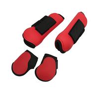 Qukaim 4 Pcs Horse Tendon Boots Set, Soft Anti-Slip Cushioning PU Shell Tendon Guard Boots for Horses, Set of Red M, Hind Boot and Fetlock Protection