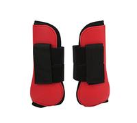 Qukaim 4Pcs Horse Front Hind Leg Boots, PU Neoprene Tendon Brace Guards, Brown Front and Hind Set M, Horse Protection Gear for Jumping Training, Elastic Cushion, Red Front Legs XL