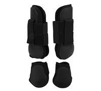 Qukaim 4Pcs Horse Leg Boots Set, Front and Rear Leg Boots with Cushioning Inner Pad, PU Tendon Brace Guard, Black, Size L, Horse Leg Protection and Guard Boots