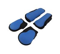Qukaim 4Pcs Horse Leg Boots Set, PU Front and Rear Leg Brace Guards with Cushioning Inner Pad for Tendon Protection, Blue, Size L, Horse Leg Protector and Brace Guard