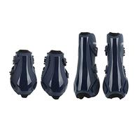 Qukaim 4Pcs Horse Leg Protection Boots, PU Neoprene Thickened Shock Absorbing Leg Boots for Riding, Navy Blue Set L, Tendon Guards, Leg Guards