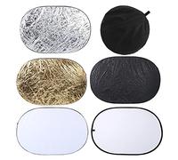Qukaim 5 in 1 100x150cm Portable Background Board Reflector, Lighting Diffuser Disc with Black, Silver, Gold, and White s for Photography