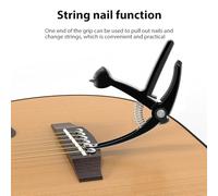 Qukaim 5-in-1 Guitar Capo, Alloy Capo with String Cutter, Pick Holder, Pin Puller, Transfer Clip for Folk, Classical Guitars, Ukulele, Bass String Instruments Accories
