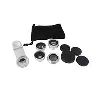 Qukaim 5-in-1 Smartphone Camera Lens Kit, 0.67X Wide-Angle & Macro Lens, 180° Fisheye Lens, 2X Telephoto Lens, CPL Lens, Universal Clip, Carry Bag, Compatible with