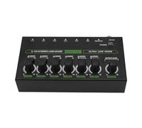 Qukaim 6 Channel Stereo Line Mixer, Low Noise RGB Light Sound Mixer Console, Driverl Stereo Sound Card, Compact Design for o Mixing and Recording
