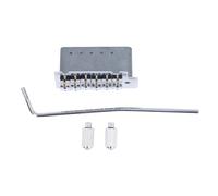 Qukaim 6 String Electric Guitar Bridge Kit 6 String Electric Guitar Bridge Kit, Brass Through Body Non Tremolo Bridge with Wrench for ST Gold, Adjustable Height, Includes Mounting Screws