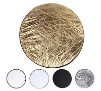 Qukaim 80cm 5 In 1 Handhold Light Round Disc Reflector, Photography Diffuser Kits, Gold Silver White Black Reflector, Portable Round Light Reflector
