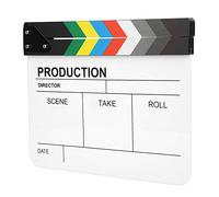 Qukaim Acrylic Clapperboard 30x25cm, Director Movie Film Clapboard with Built-In Magnet, Colorful Stripe White Board (PAV1CWE2), Photography Action Tool