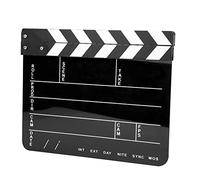 Qukaim Acrylic Clapperboard 30x25cm, Profional Movie Film Action Clap Director Photography Tool, White Stripe Black Board, Clapperboard for Film and Photography