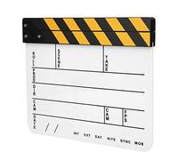 Qukaim Acrylic Movie Clapperboard, 30x25cm Profional Director Action Clap Film Photography Tool, Yellow Stripe White Board, Ideal for Filmmaking and Photography