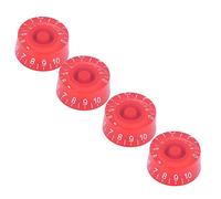 Qukaim Acrylic Volume Control Knobs Acrylic Bass Knobs, 4 Pcs Electric Guitar Volume Control Potentiometer Hats, Black on Red, Guitar Accories