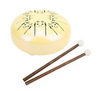 Qukaim Alloy Steel Tongue Drum, 8 Note 5.5in Chakra Tank Drum, Ethereal Lotus Handpan in Yellow, 12 Zodiac Dragon Design, Percussion Instrument for Relaxation and Meditation