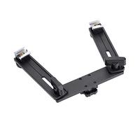 Qukaim Aluminum Alloy Bracket Holder Stand, Double Hotshoe for Camera Flashlight Speedlite, Metal Flashlight Bracket, Compatible with Various Cameras, Lightweight, Sturdy Design