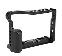 Qukaim Aluminum Alloy Camera Video Shooting Cage Kit with Wooden Handle Grip for A7C and Fuji X-T2/T3, Photography Vlog Cage with Cold Shoe Port