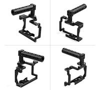 Qukaim Anoder Camera Cage with Grip Handle, Aluminum Alloy with Cold Shoe, 1/4 & 3/8 Holes, Compatible with Canon M50, Vlog Rig and Accories Kit