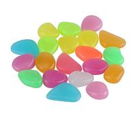 Qukaim aquariumstones 20 Pcs Colorful Artificial Fish Tank Luminous Stones, Decorative Aquarium Rocks for Garden Pathways, Glow in the Dark, 1.5 in Each Stone