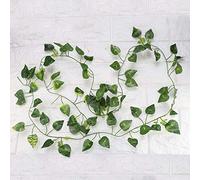 Qukaim Artificial Vine Artificial Fake Leaves Hanging Vines, 6.89ft Long Vine for Reptile Habitat Decor, Scindapsus Leaves, Life-Like Artificial Rattan, Green