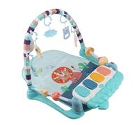 Qukaim Baby Gyms Play Mats, Musical Activity Piano Gym Mat, Tummy Time Padded Mat with Protective Fences, Blue, Baby Playmat for Early Development and Learning