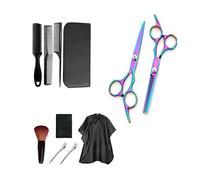 Qukaim Barber Hair Cutting Scissors Metal Tootaste Squeezer Tube Roller, 10 Pcs Stainless Steel Key Squeeze for Home Hair Dye, 11 Pcs Hair Cutting Scissors Set with Brush and Comb for Barber Shop