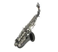Qukaim Bb Soprano Saxophone, Brass Material Black Nickel Plated Woodwind Instrument, Includes Carry Case, Gloves, Cleaning Cloth, Brush, Sax Strap, Moutiece Brush