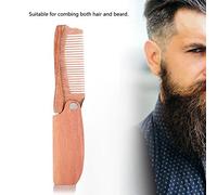 Qukaim Beard Comb Portable Wooden Beard Comb, Folding Pocket Moustache Shaping Comb for Grooming, Compact Design, Ideal for Travel and Daily Use, 10 cm Long