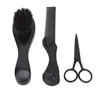Qukaim Beard Modeling Kit Beard Grooming Kit, Beard Modeling Set with Folding Comb, Small Scissors, Beard Brush, Storage Bag, Portable Hair Tools Storage Bag, Ideal for Trimming and Grooming
