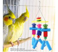 Qukaim Bird Chewing Toy, Parrots Cage Bite Toy Block Hammock Swing, Hanging Chewing Toy for Bird Cage, Fun Activity Toy for Parrots, Design