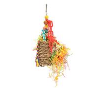 Qukaim Bird Foraging Toys, Colorful Seagrass Basket Chewing Toy for Parakeet, Conure, Cockatiel, Lovebird, Small Birds, Hanging Design, Ideal for Biting and Foraging
