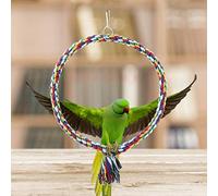 Qukaim Bird Parrot Circle Ring Rope Perch Stand Swing Chewing Toy, Small Birdcage Decoration Accory, Parrot Swing, Bird Rope Perch, Ideal for Chewing and Play
