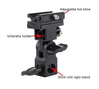 Qukaim Black Hot Shoe Flash Umbrella Holder, Light Stand Bracket for Photo Video Photography, Hot Shoe Mounting Bracket, Compatible with Various Flash Systems