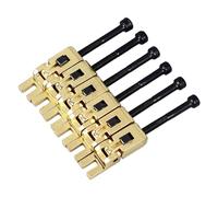 Qukaim Bridge Saddle Replacement Electric Guitar Bridge Saddle 6Pcs, Double Locking Tremolo Metal Roller Screw Saddle Replacement, Gold, Compatible with Various Guitar Models