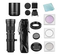 Qukaim Camera MF Super Telephoto Zoom Lens F/8.3-16 420-800mm T Mount, UV/CPL/FLD Filters Set, 2X Teleconverter Lens, T2-AF Adapter Ring for AF Mount Cameras