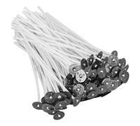 Qukaim CandleDIY Wicks 100 Pieces Pre Waxed Candle Wicks, Low Smoke Cotton Candle Making Wicks, 12 x 1.3 cm, Ideal for DIY Candle Projects, White